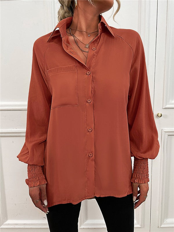 Women's Casual Long Sleeve Button Down Blouse