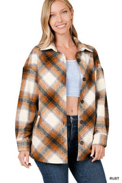 Women's Relaxed Fit Plaid Shacket with Pockets