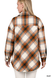 Women's Relaxed Fit Plaid Shacket with Pockets