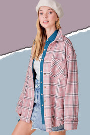 Women's Oversized Plaid Button-Down Shirt