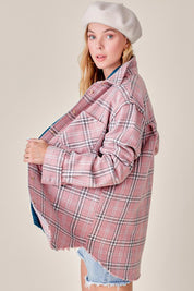 Women's Oversized Plaid Button-Down Shirt