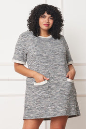 Plus Size Preppy Tweed Shift Dress