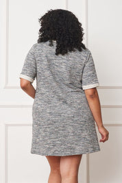 Plus Size Preppy Tweed Shift Dress