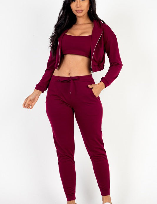 Women's Cropped Cami Jacket and Jogger Set