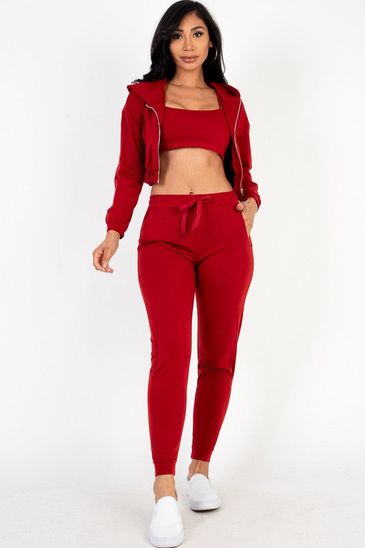 Women's Cropped Cami Jacket and Jogger Set