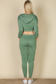 Women's Cropped Cami Jacket and Jogger Set