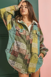 Women's Loose Fit Check Shirt Jacket