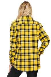 Women's Oversized Plaid Flannel Long Sleeve Shirt