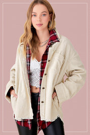 Women's Oversized Corduroy Jacket with Washed Finish