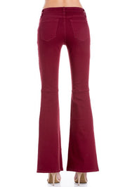 Women's High Waist Flare Denim Pants in Chocolate