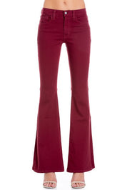 Women's High Waist Flare Denim Pants in Chocolate