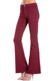 Women's High Waist Flare Denim Pants in Chocolate