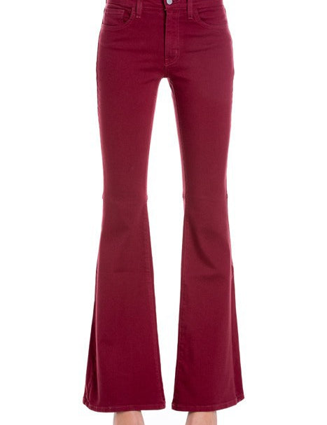 Women's High Waist Flare Denim Pants in Chocolate