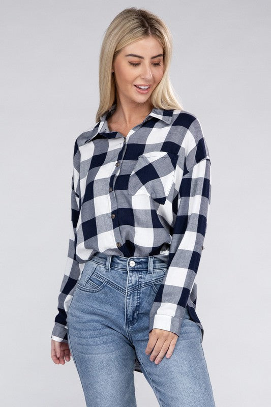 Women's Casual Plaid Flannel Shirt