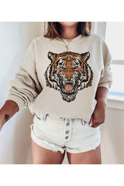 Plus Size Unisex Tiger Graphic Sweatshirt