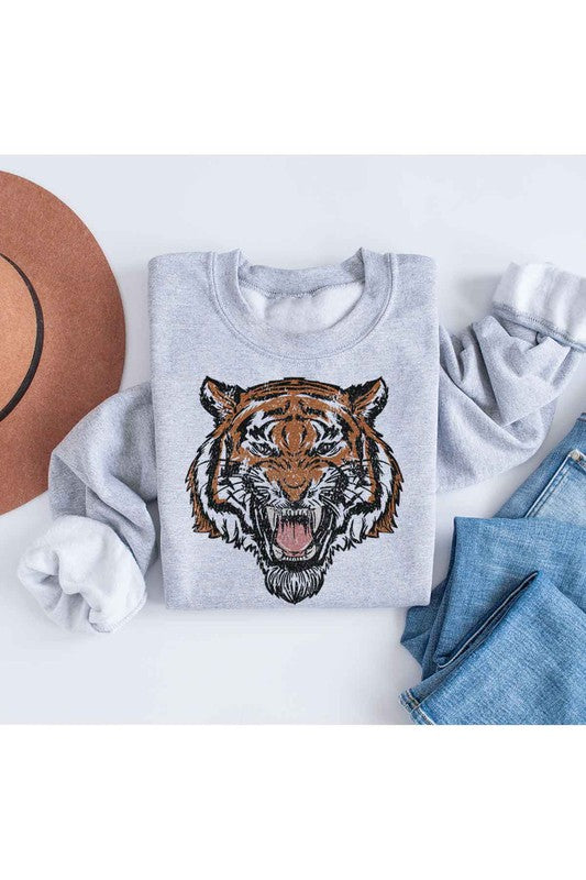 Plus Size Unisex Tiger Graphic Sweatshirt