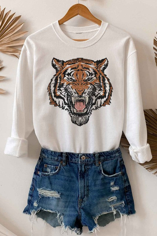 Plus Size Unisex Tiger Graphic Sweatshirt