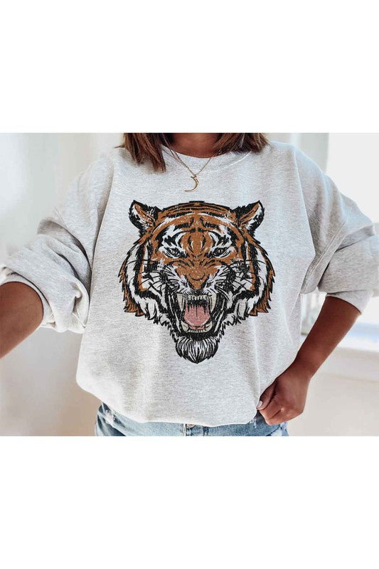 Plus Size Unisex Tiger Graphic Sweatshirt