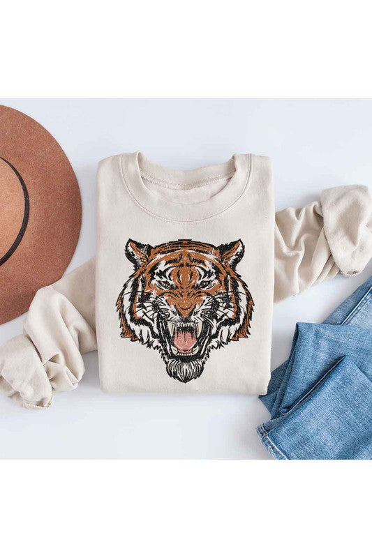 Plus Size Unisex Tiger Graphic Sweatshirt