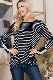 Front Twist Stripe Knit Top