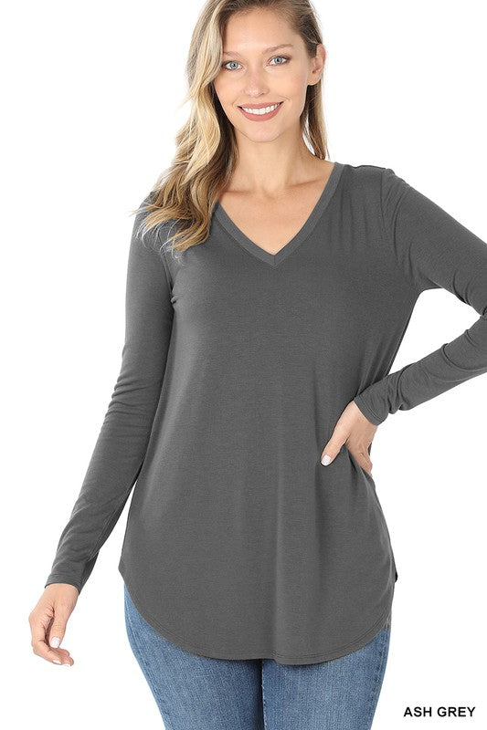 Women's Relaxed Fit Long Sleeve V-Neck Top