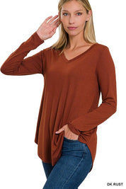 Women's Relaxed Fit Long Sleeve V-Neck Top