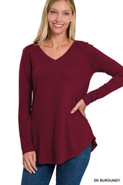 Women's Relaxed Fit Long Sleeve V-Neck Top