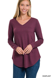 Women's Relaxed Fit Long Sleeve V-Neck Top