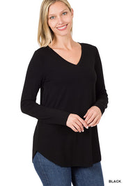 Women's Relaxed Fit Long Sleeve V-Neck Top