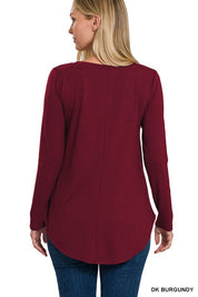 Women's Relaxed Fit Long Sleeve V-Neck Top