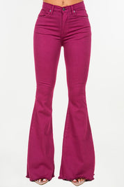 Women's Full Length Plum Bell Bottom Jeans