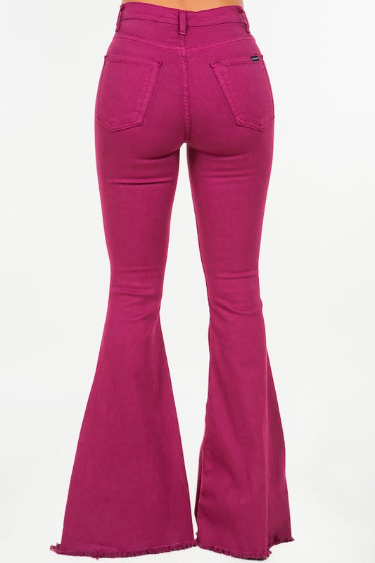 Women's Full Length Plum Bell Bottom Jeans