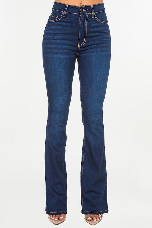 Women's High Rise Boot Cut Jeans in Dark Denim