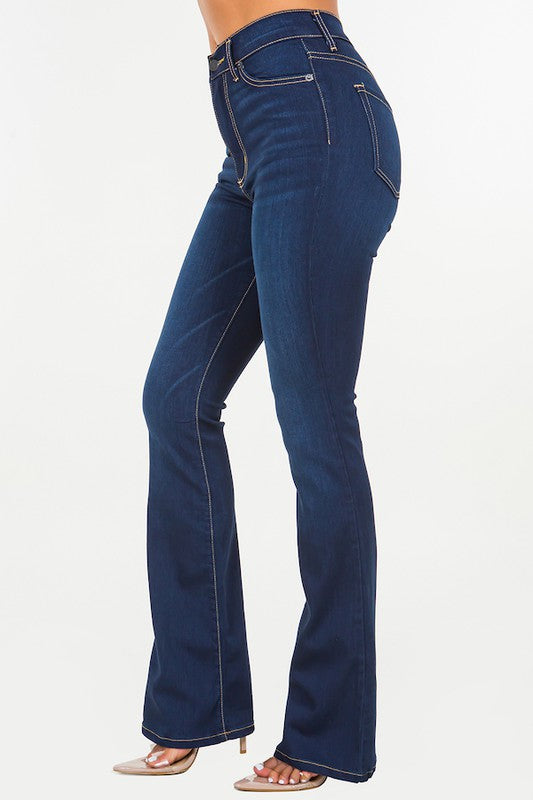 Women's High Rise Boot Cut Jeans in Dark Denim