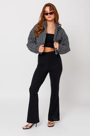 Women's Fitted Tweed Crop Puffer Jacket