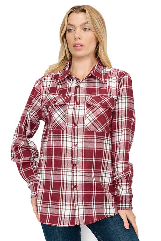 Women's Oversized Plaid Flannel Shirt