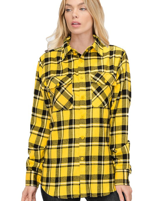 Women's Oversized Plaid Flannel Shirt