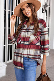 Women's Geometric Plaid Print Pocketed Shirt