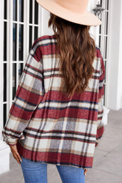 Women's Geometric Plaid Print Pocketed Shirt