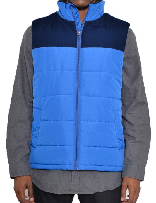 Men's Padded Two-Tone Winter Vest with Zipper Pockets