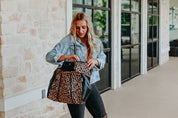 Women's Leopard Neoprene Tote Bag with Wristlet