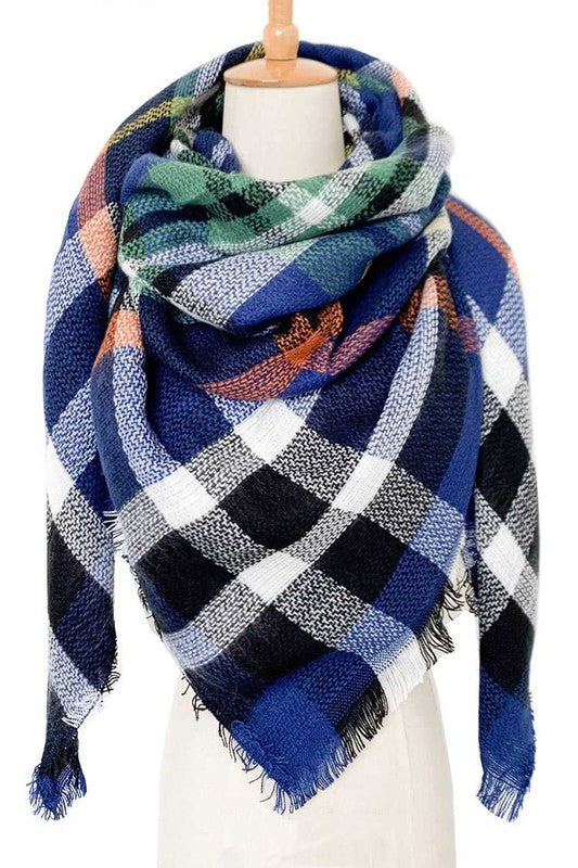 Women's Large Plaid Square Acrylic Blanket Scarf