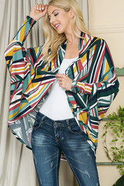 Women's Geometric Print Dolman Cardigan