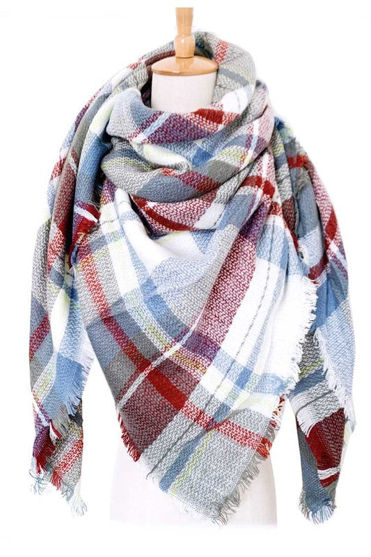 Women's Large Plaid Acrylic Blanket Scarf