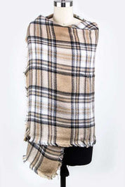 Women's Large Square Acrylic Plaid Shawl Scarf