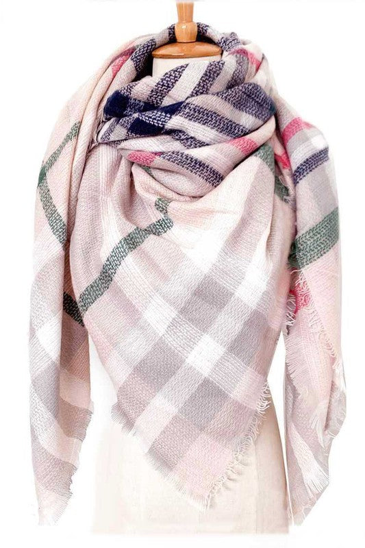 Unisex Plaid Acrylic Square Blanket Scarf