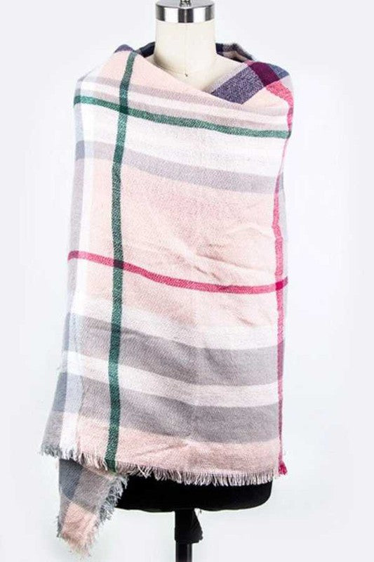 Unisex Plaid Acrylic Square Blanket Scarf