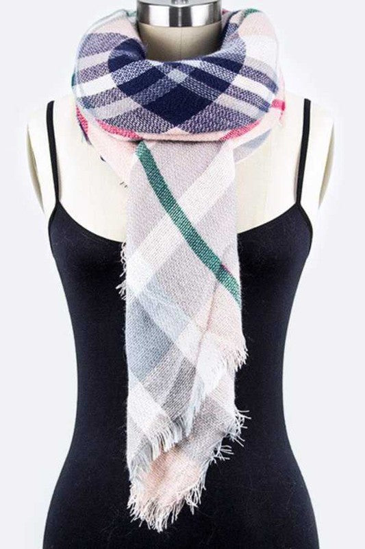 Unisex Plaid Acrylic Square Blanket Scarf