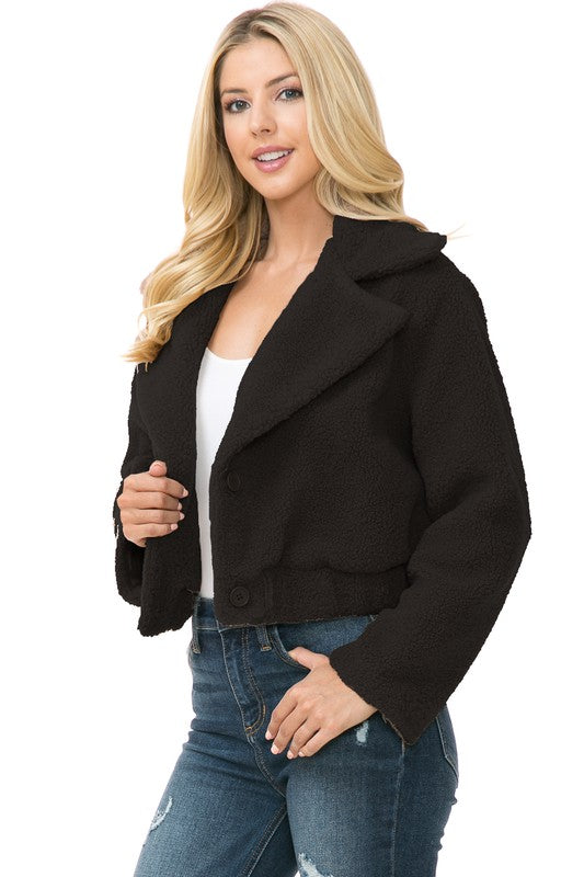 Women's Casual Solid Faux Fur Jacket