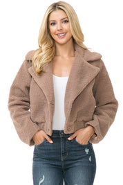 Women's Casual Solid Faux Fur Jacket